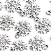 Подвеска металлическая "Снежинка новогодняя", стразы, цвет платина, 16x13x3 мм