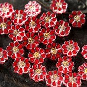 Бусина, Лэмпворк "Ромашка", стекло, цвет красный, 13.5x6.5 мм