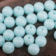 Бусина, стекло 10, цвет светло-бирюзовый, 10 мм