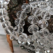 Бусина, стекло абакус 10, граненая, цвет прозрачный, 10х7 мм 