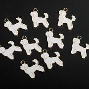 Подвеска металл "Болонка", эмаль, цвет белый, 17x20 мм