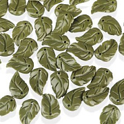 Подвеска им.коралла "Листик", цвет темно-оливковый, 14x9x3.5 мм