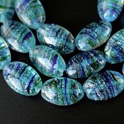 Бусина, Лэмпворк "Водоворот", стекло, цвет бирюзовый, 25x16.5x10.5 мм