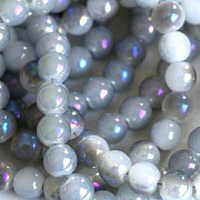 Бусина, непрозрачная, стекло, цвет голубой перламутровый, 8.5х7.5 мм