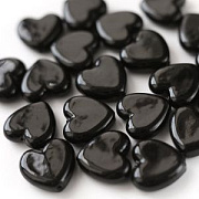 Бусина, Лэмпворк "Сердце", стекло, цвет чёрный, 19.5x20.5x6.5 мм