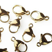 Замочек-лобстер, 304 Stainless Steel, позолота, 17x10.6x4.5 мм