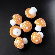 Бусина, Лэмпворк "Мухомор", стекло, цвет белый/оранжевый, 22-23x19.5-20.5x19.5 мм