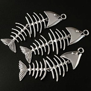 Подвеска металл "Рыбья кость", цвет античное серебро, 85x32.6x5 мм