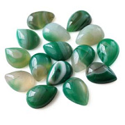 Кабошон агат каплевидный, полосатый, цвет зеленый, 25x18x6-7 мм