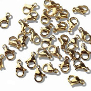 Замочек-лобстер, 304 Stainless Steel, позолота, 9.3x5.8x3.2 мм