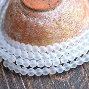 Бусина, стекло 8, матовая, цвет белый, 8 мм