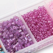 Набор Бисера Стеклярус, Рубка и круглый "Весенние цветы", 7 цветов