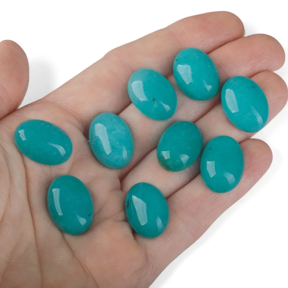 кабошон амазонит синтетич. овальный, цвет бирюзовый приглушенный, 18x13x6 мм