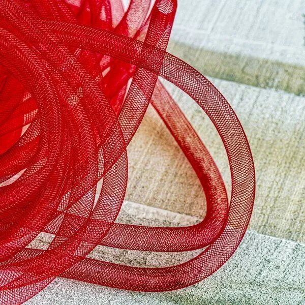 ювелирная сетка, пластик, цвет красный, диаметр 10 мм