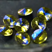 Кабошон стекло Риволи, цвет Citrine AB, 14х7 мм
