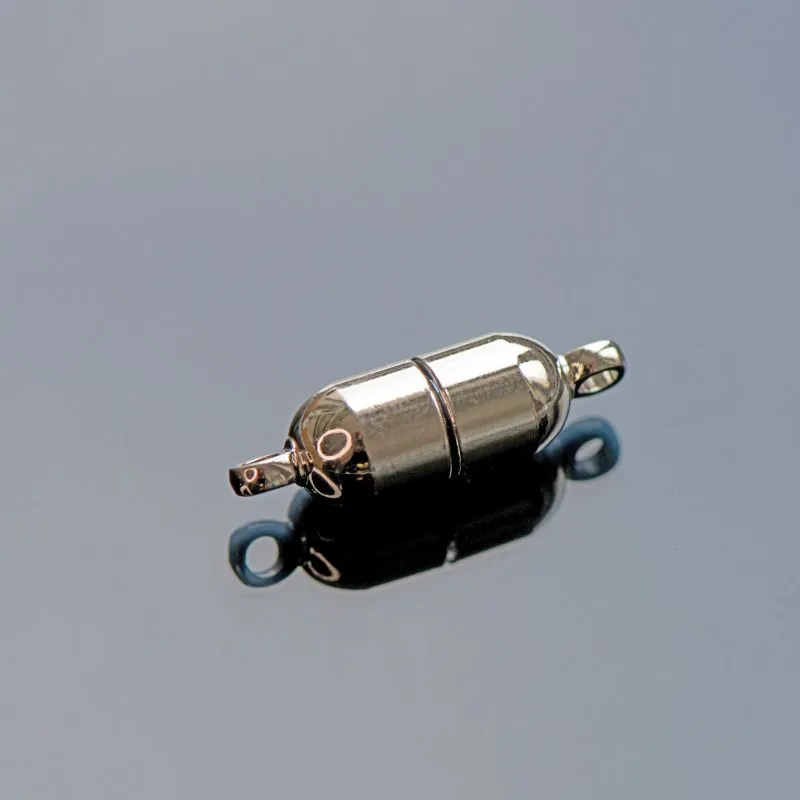 Замочки застежка магнитная "бочонок", покрытие платина, 19x6 мм