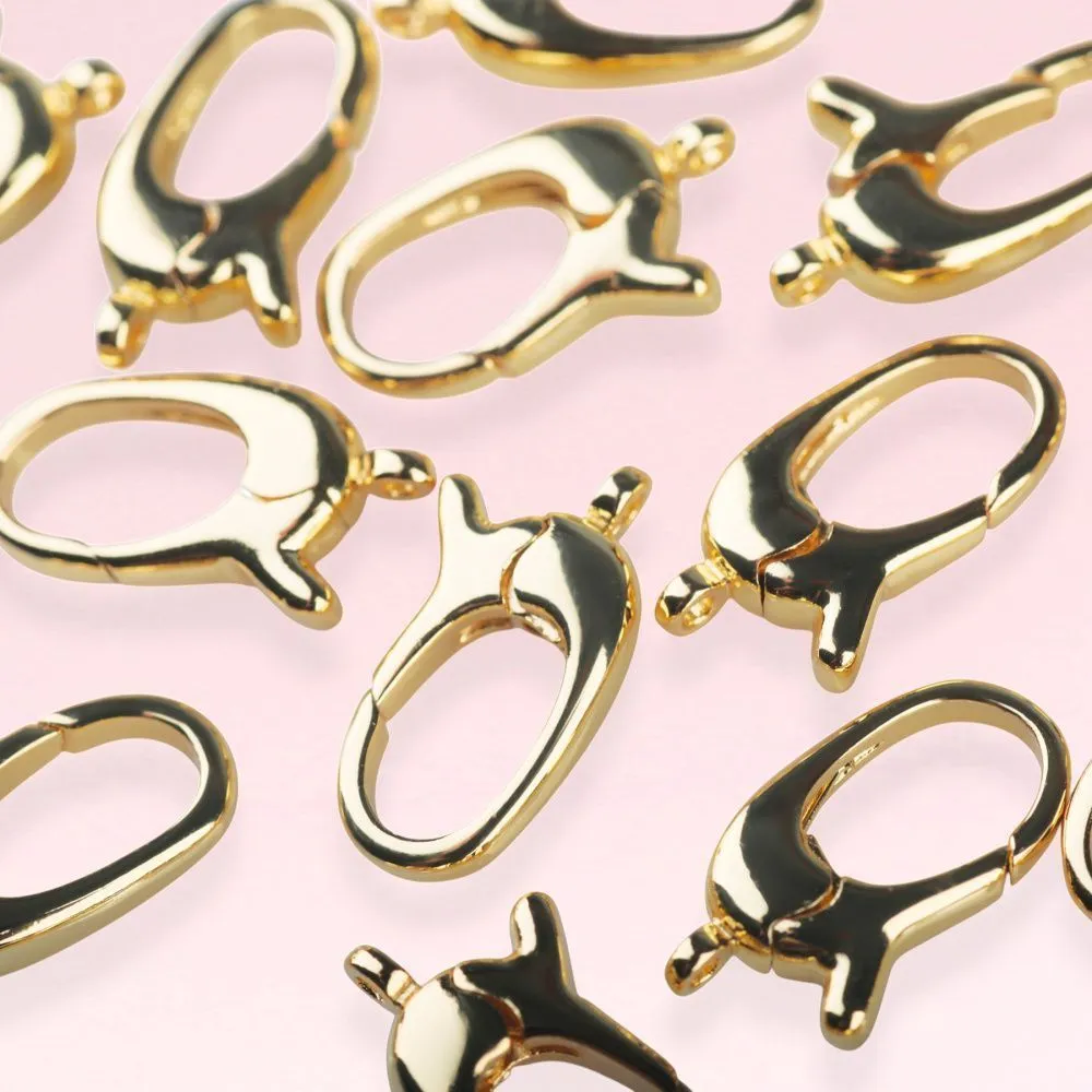 замочек-карабин "овал", позолота, 13.5x8x3 мм