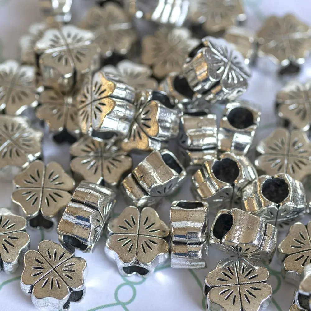 ес бусина металл "ирландский клевер", цвет античное серебро, 10х10х6 мм