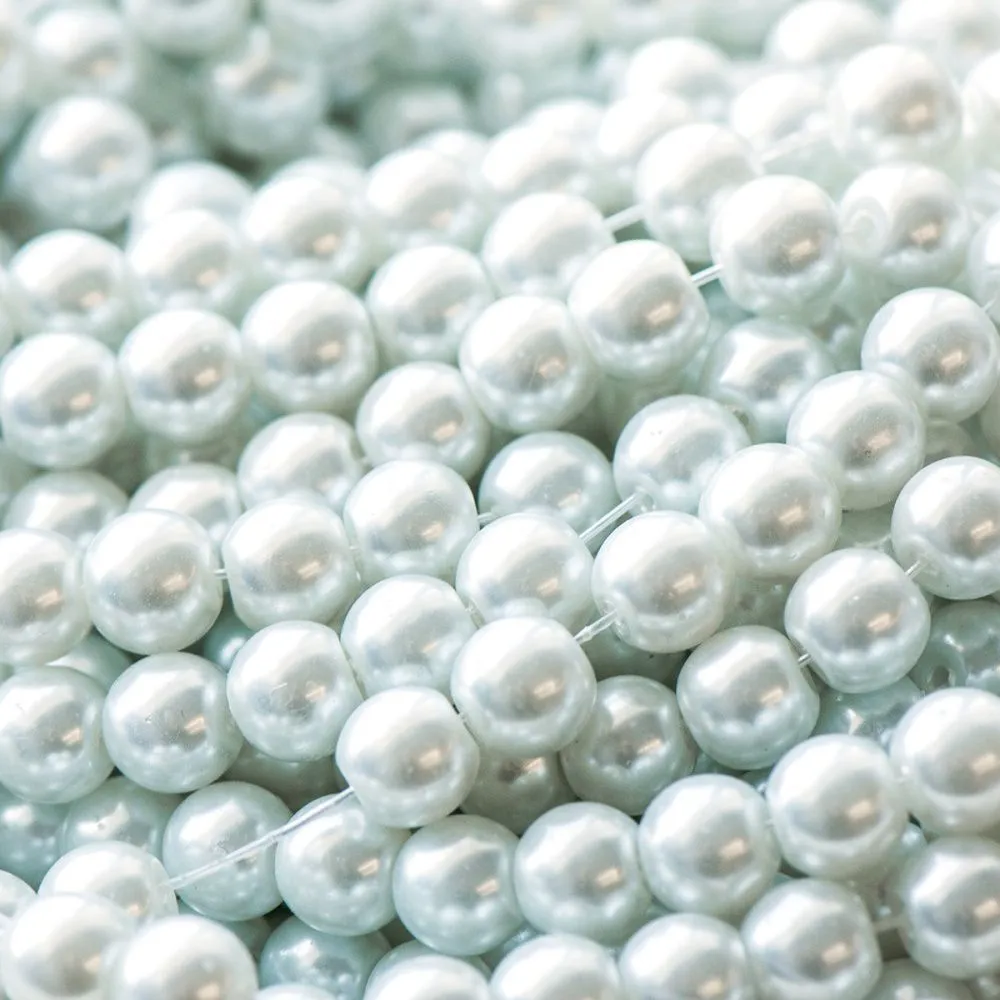 бусина, имитация жемчуга, стекло 8, цвет белый, 8 мм