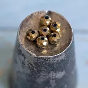 Бусина, стекло абакус 6, граненая, цвет золотой зеркальный, 6х5 мм