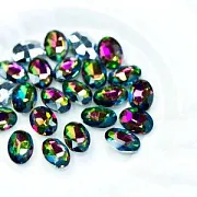 Кабошон стекло Кристалл, овальный, цвет Rainbow, 14х10 мм