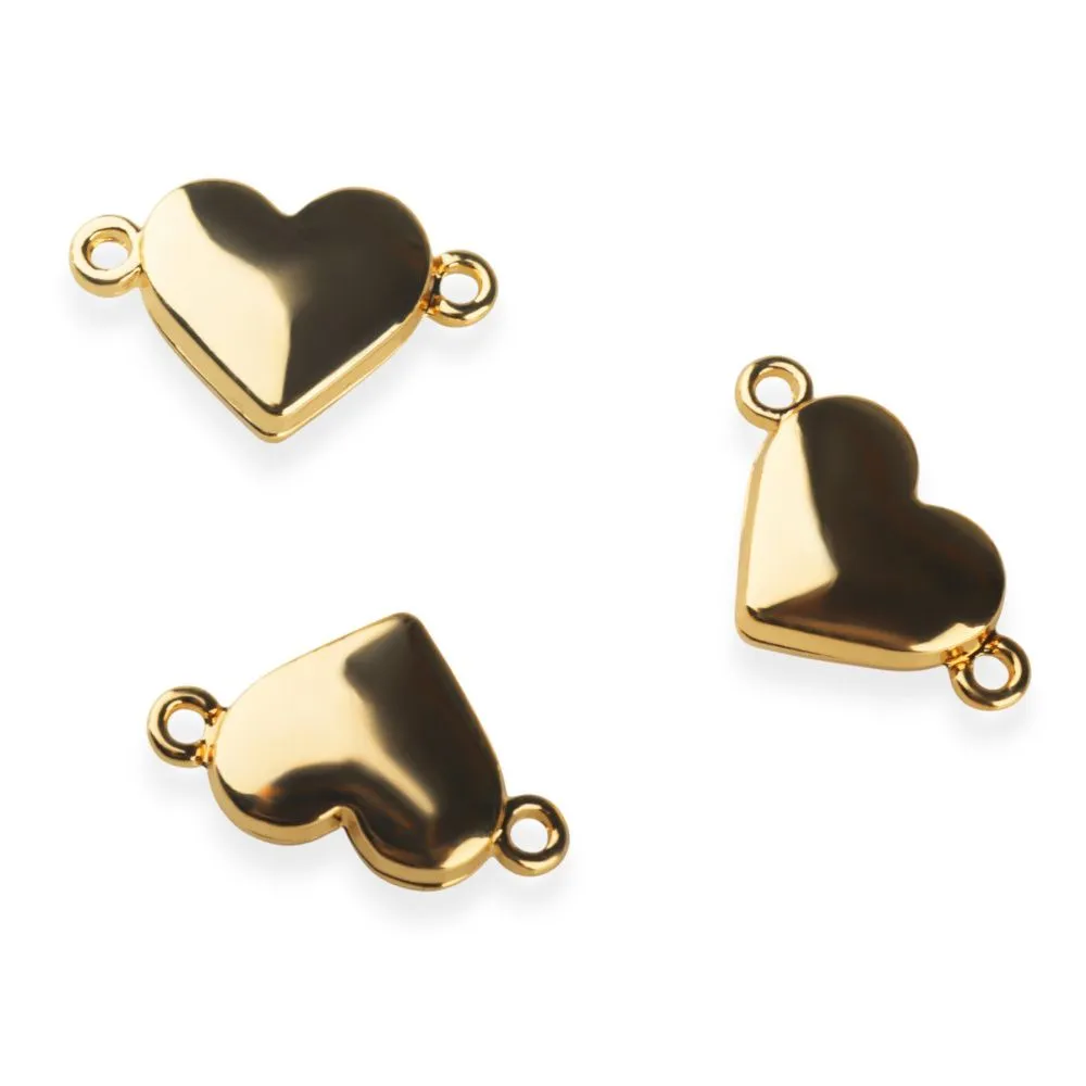 застежка магнитная "сердечко", позолота, 11x18.5x5 мм
