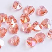 Бусина "Сердечко", стекло, цвет бежево-розовый радужный, 10x10x6.5 мм
