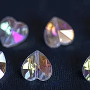 Бусина, стекло, "Сердце", граненая, цвет прозрачный радужный, 14х14х8 мм