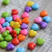 Бусина, акрил "Сердечко", цветовой микс, 10х11х6 мм