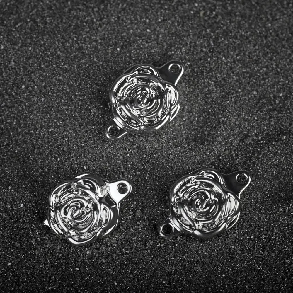 застежка магнитная "роза", покрытие платина, 18x11.5x6 мм