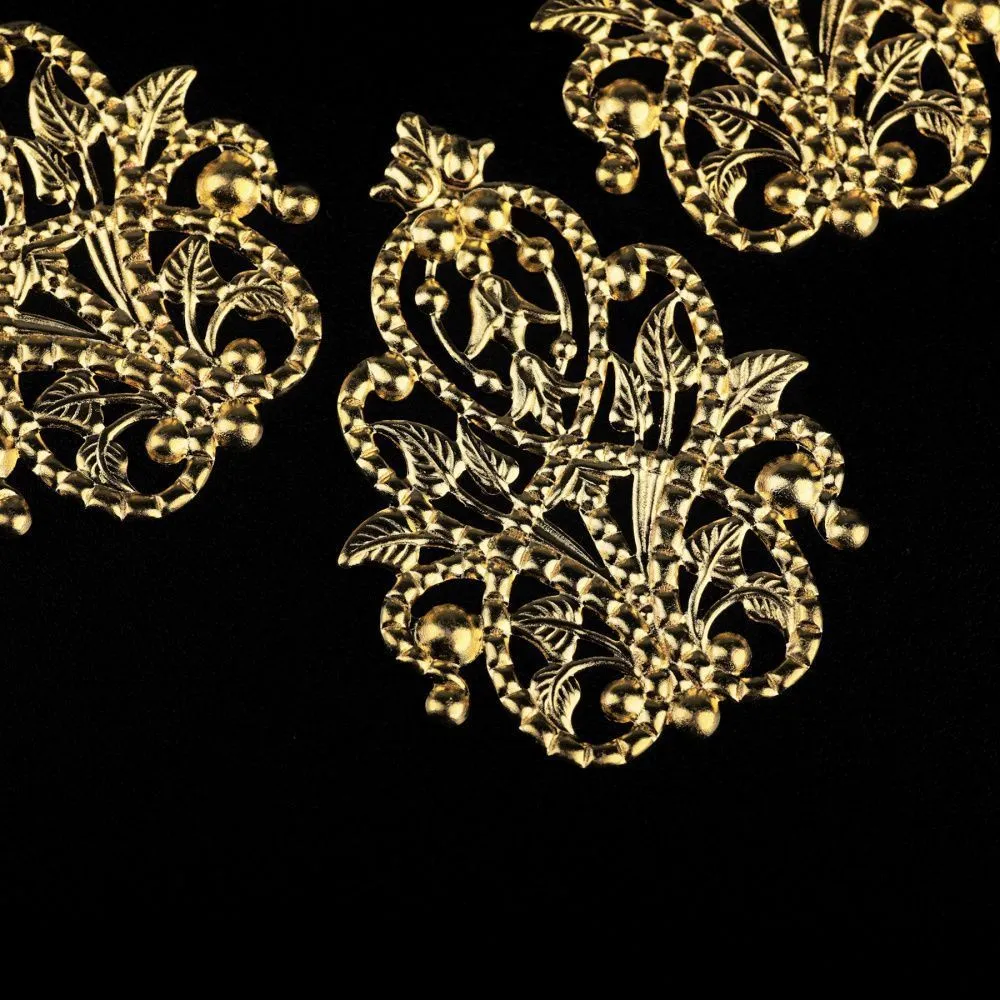 коннектор "филигрань прециоза", цвет лимонное золото, 49x35x1мм 