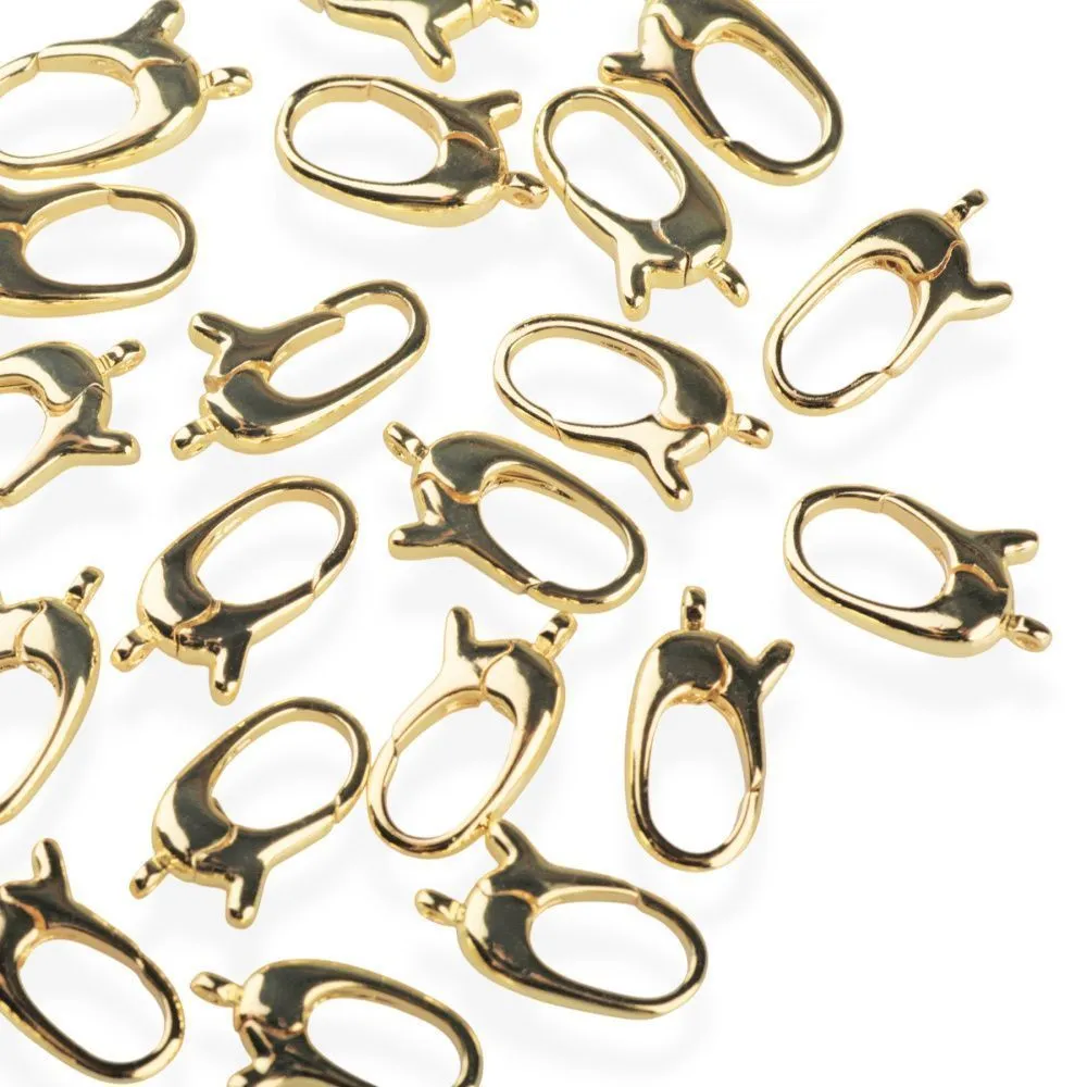 замочек-карабин "овал", позолота, 13.5x8x3 мм