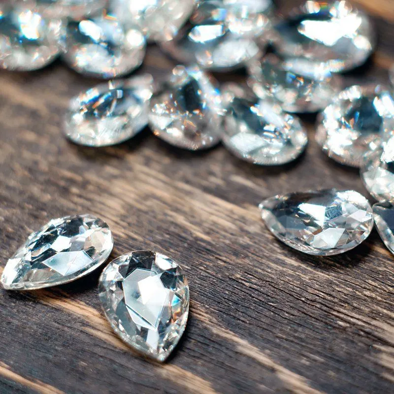 кабошон стекло кристалл, каплевидный, цвет crystal, 18х13 мм