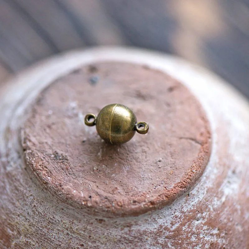 Замочки застежка магнитная "шарик", цвет античная бронза, 16х10 мм