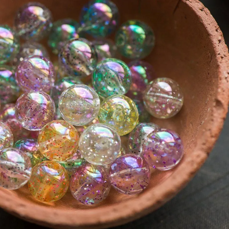 бусина, акрил "глиттер", цветовой микс, 14 мм