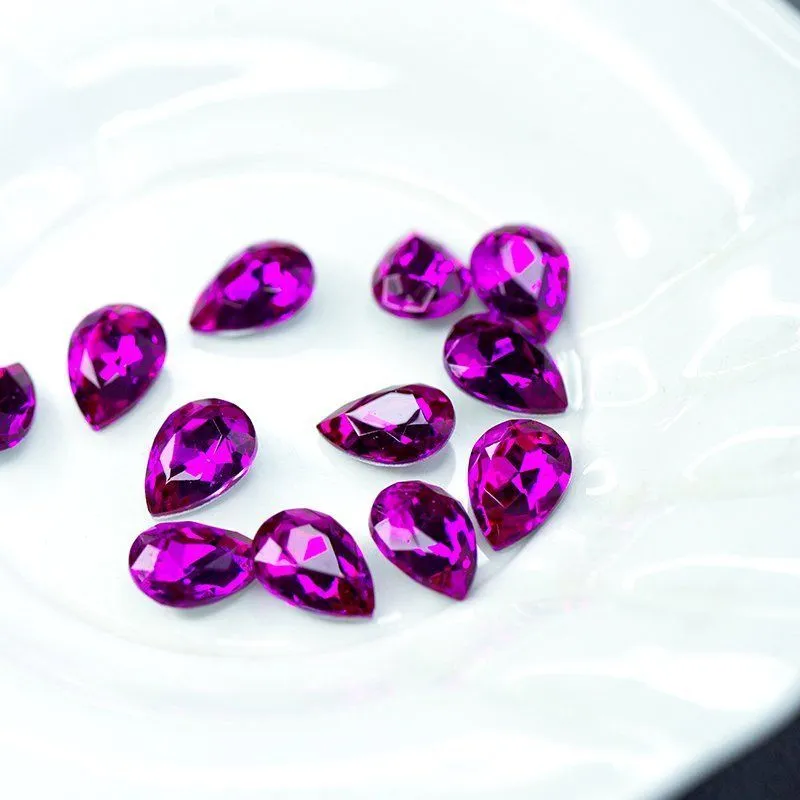 кабошон стекло кристалл, каплевидный, цвет rose, 14х10 мм