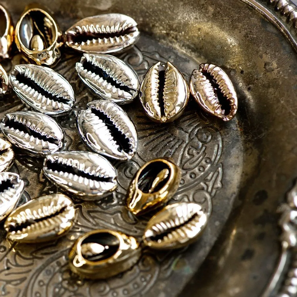 подвеска металлизированная "каури", цветовой микс, размерный микс