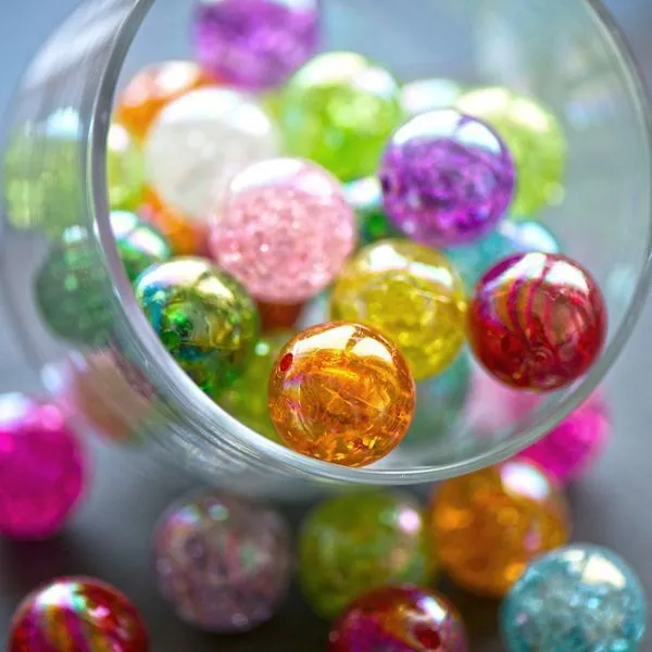 бусина, акрил "кракле", цветовой микс, 20 мм