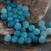 Бусина агат 10, морозная с трещинками, цвет изумрудный, колорир., 10 мм (стренд 10 шт.)