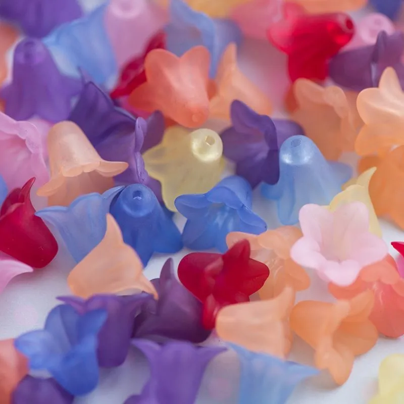 бусина, акрил "колокольчик", матовая, цветовой микс, 16х12 мм