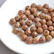 Бусина агат 8, цвет рыжий с рисунком Дзи, колорир., 8 мм (стренд 8 шт.)