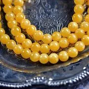 Бусина имитация нефрита 8, цвет желтый, колорир., 8 мм (стренд 12 шт.)