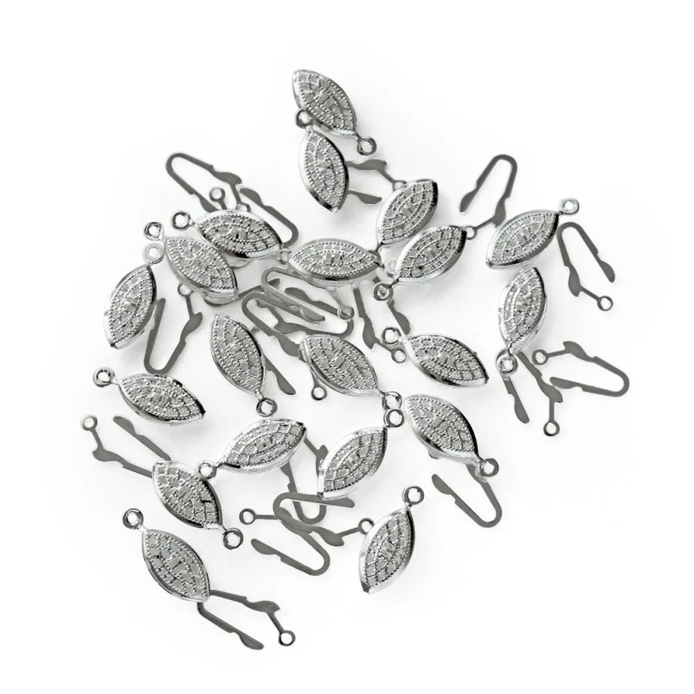 замочек-рыбка для жемчуга, покрытие серебром, 22x7x3.5 мм