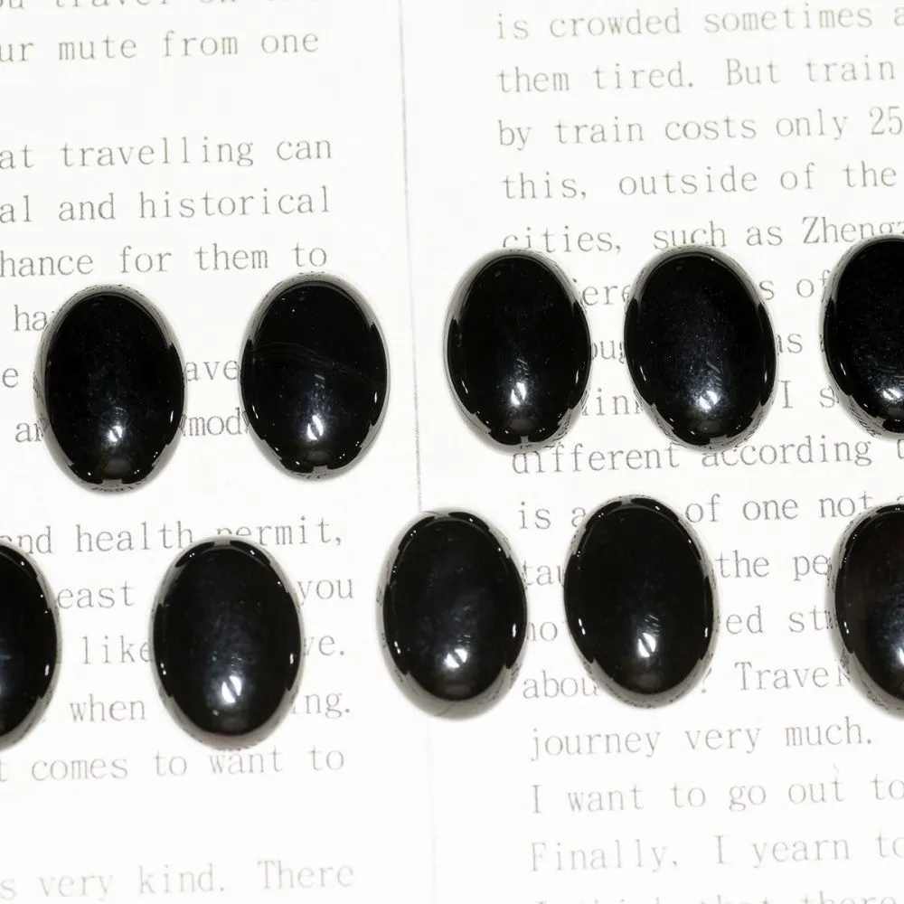 кабошон агат овальный, цвет черный, 18х13х6 мм