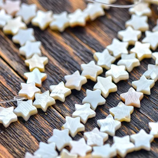 бусина из ракушки, "звездочка", цвет белый преламутр, 9.5x10x3 мм