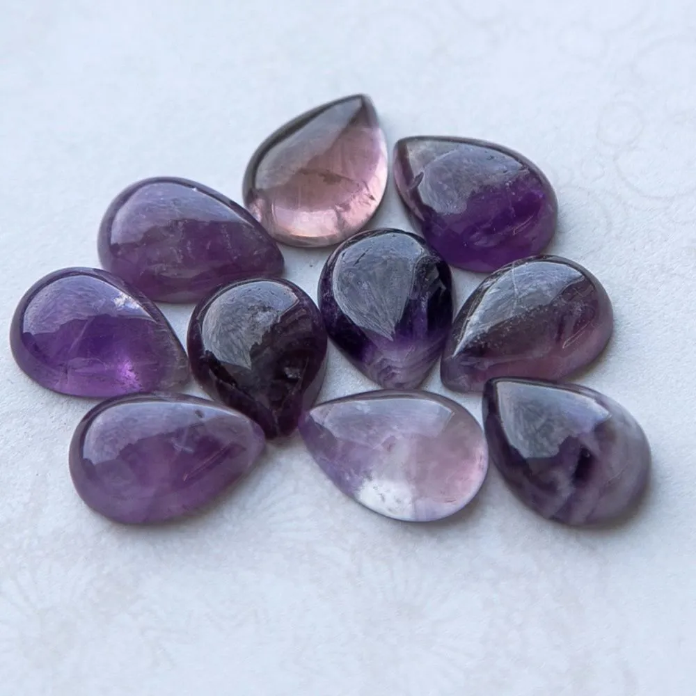 кабошон аметист каплевидный, цвет фиолетовый, 13х18х5мм