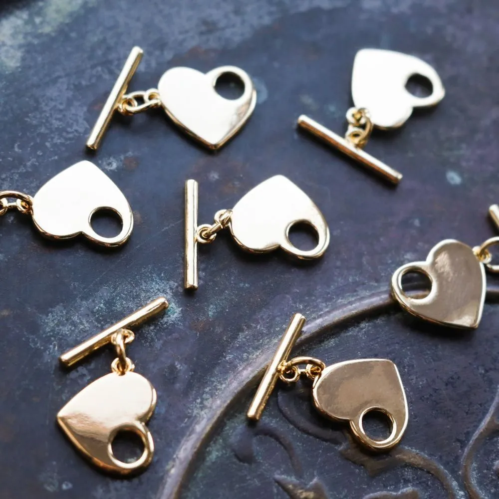 застежка-тоггл "харт", позолота, 12x15x1.5 мм