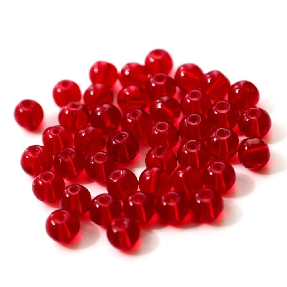 бусина, стекло 8, цвет красный, 8 мм