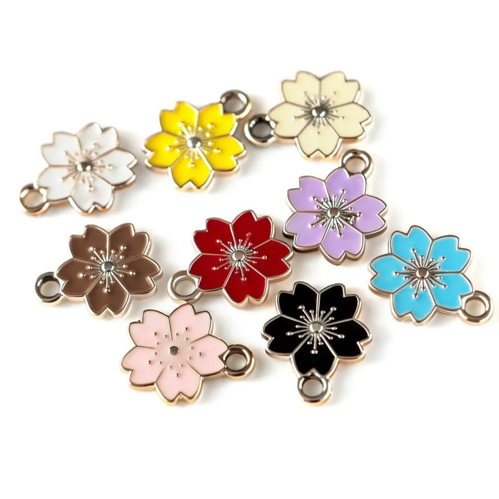 подвеска акрил "сакура", цвет золото/эмаль, 21x17.5x2 мм