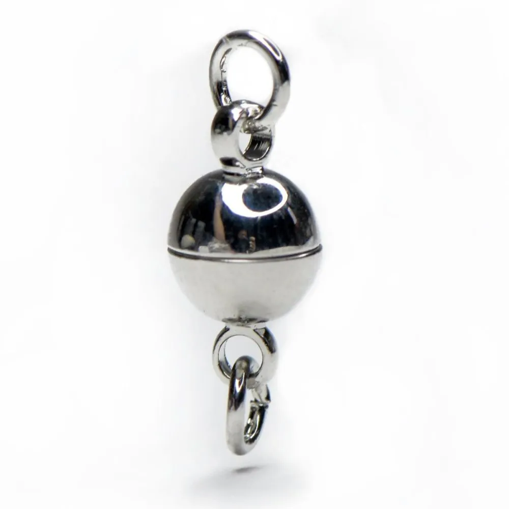 Замочки застежка магнитная "шарик", с колечками, покрытие платина, 11.5x6 мм